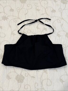 Women's Black Halter back Tie Crop Top
